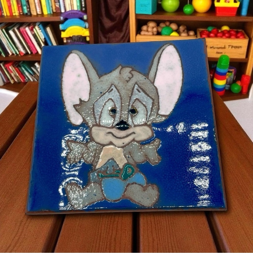 Artist glazed Baby Nibbles Tile from Tom and Jerry 6x6